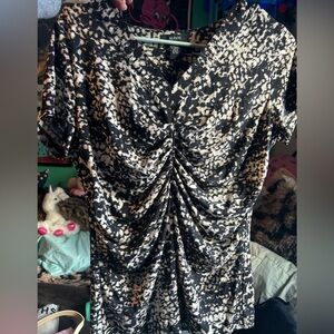 Abstract Black and Tan Blouse